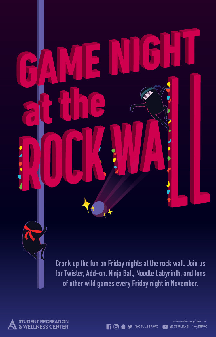 srwc game night at the rock wall poster