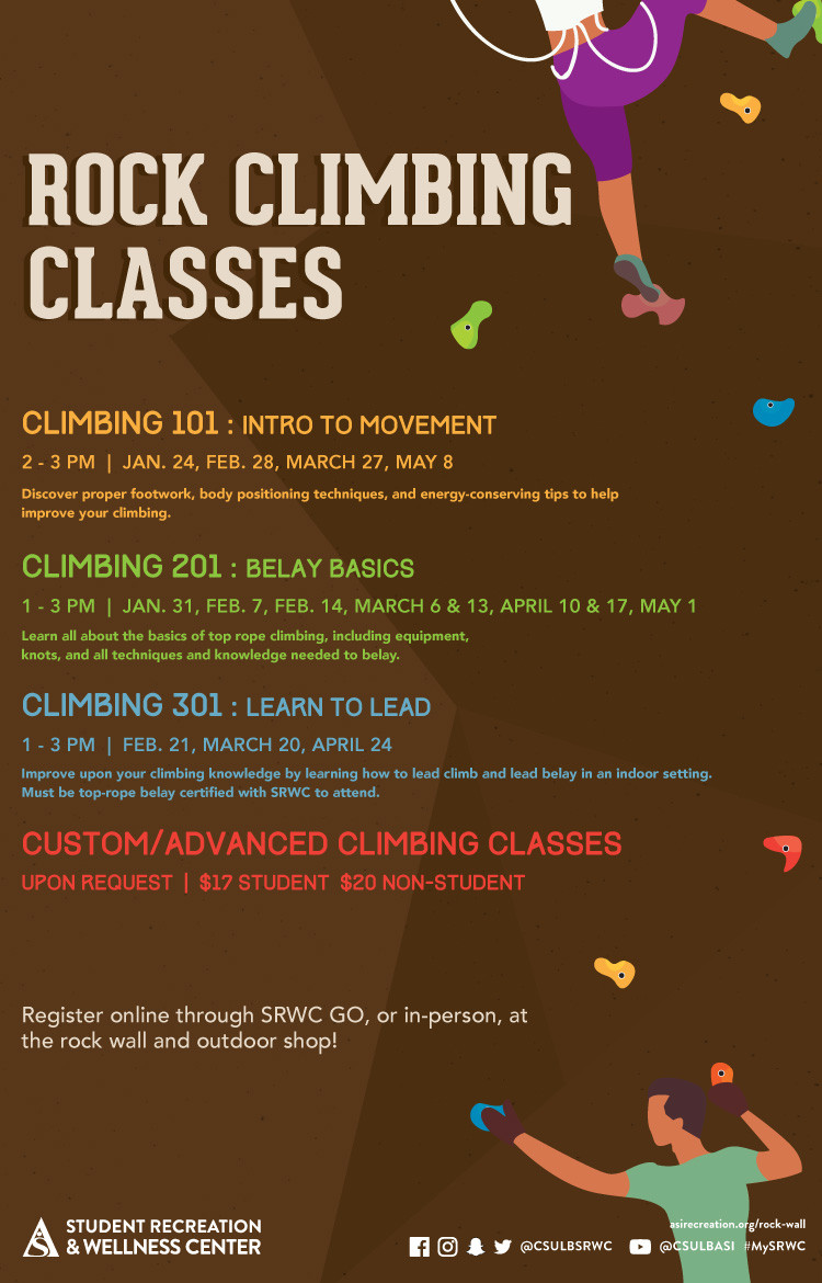 A rock climbing classes for this spring 2020.