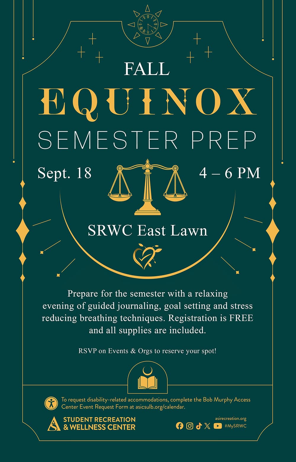 Fall Equinox Sept 18 from 4 to 6 pm on SRWC East Lawn