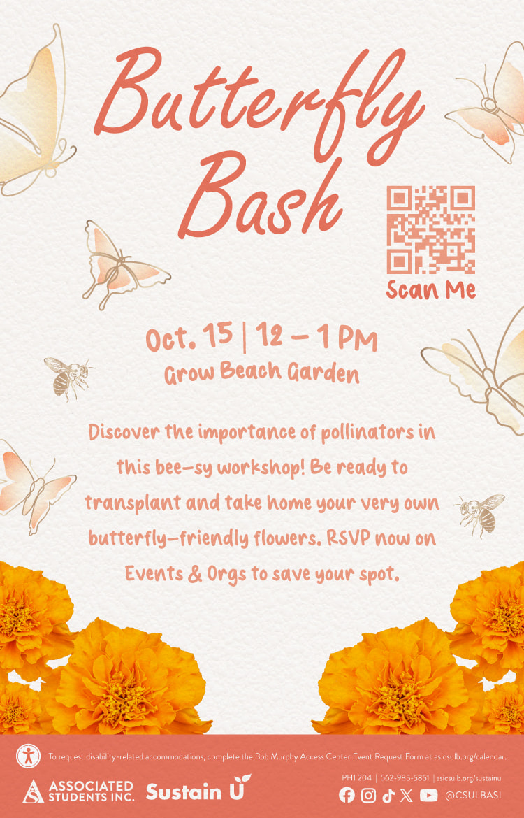 Butterfly Bash
Oct. 15
12 to 1 p.m.
Grow Beach Garden

