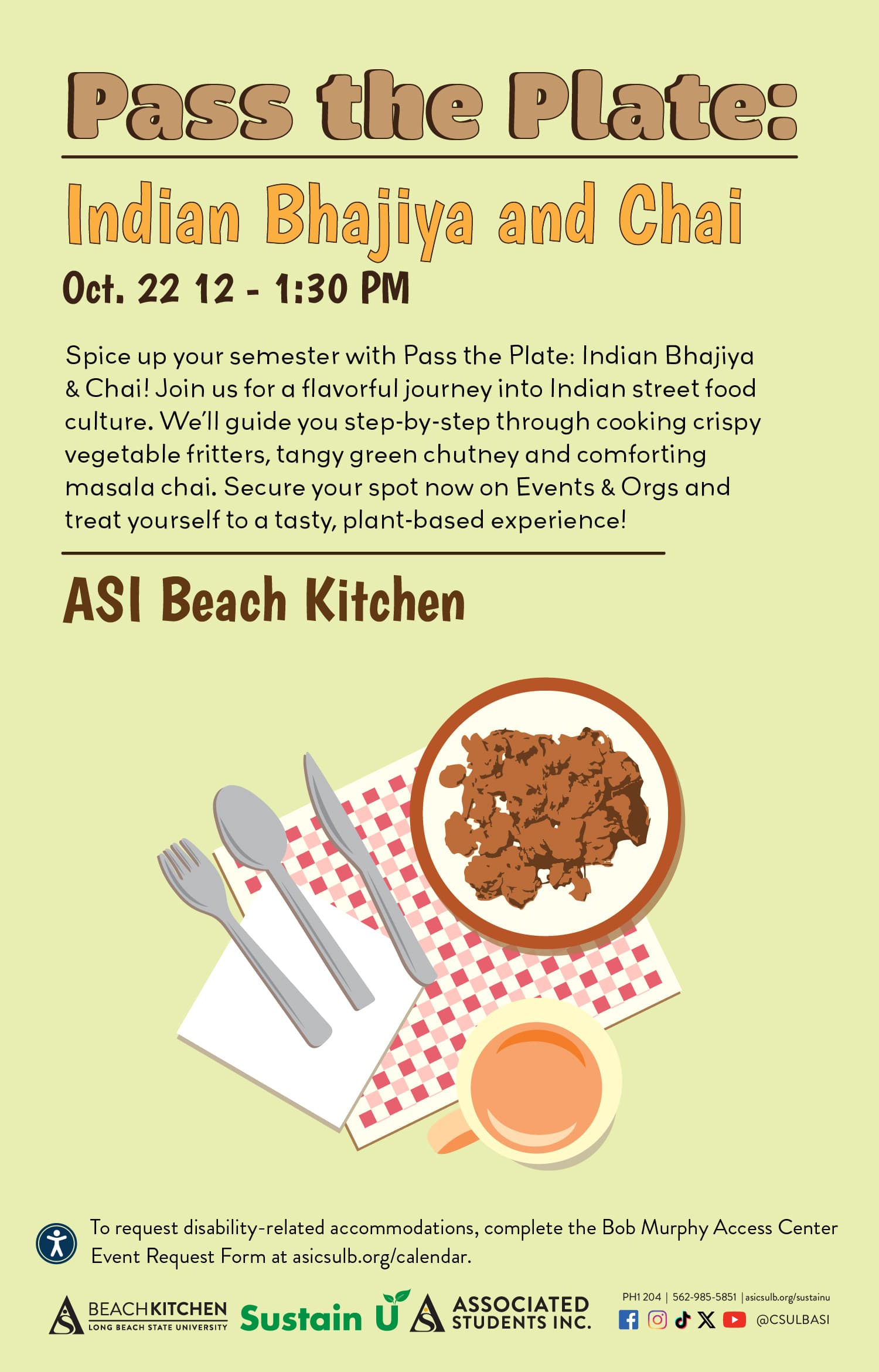 Pass the Plate      Vegetarian RamenApril 2410 - 11:30 a.m.ASI Beach Kitchen