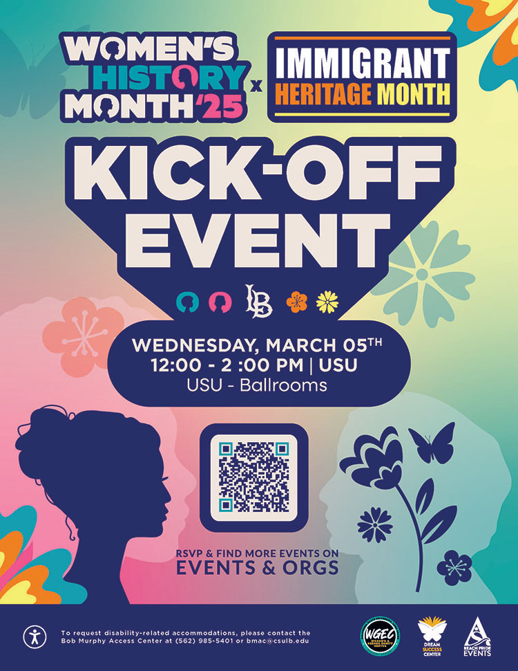 Immigrant Heritage Month x Women’s History Month Kick-Off  
March 5
12 to 2 p.m.
USU Ballrooms