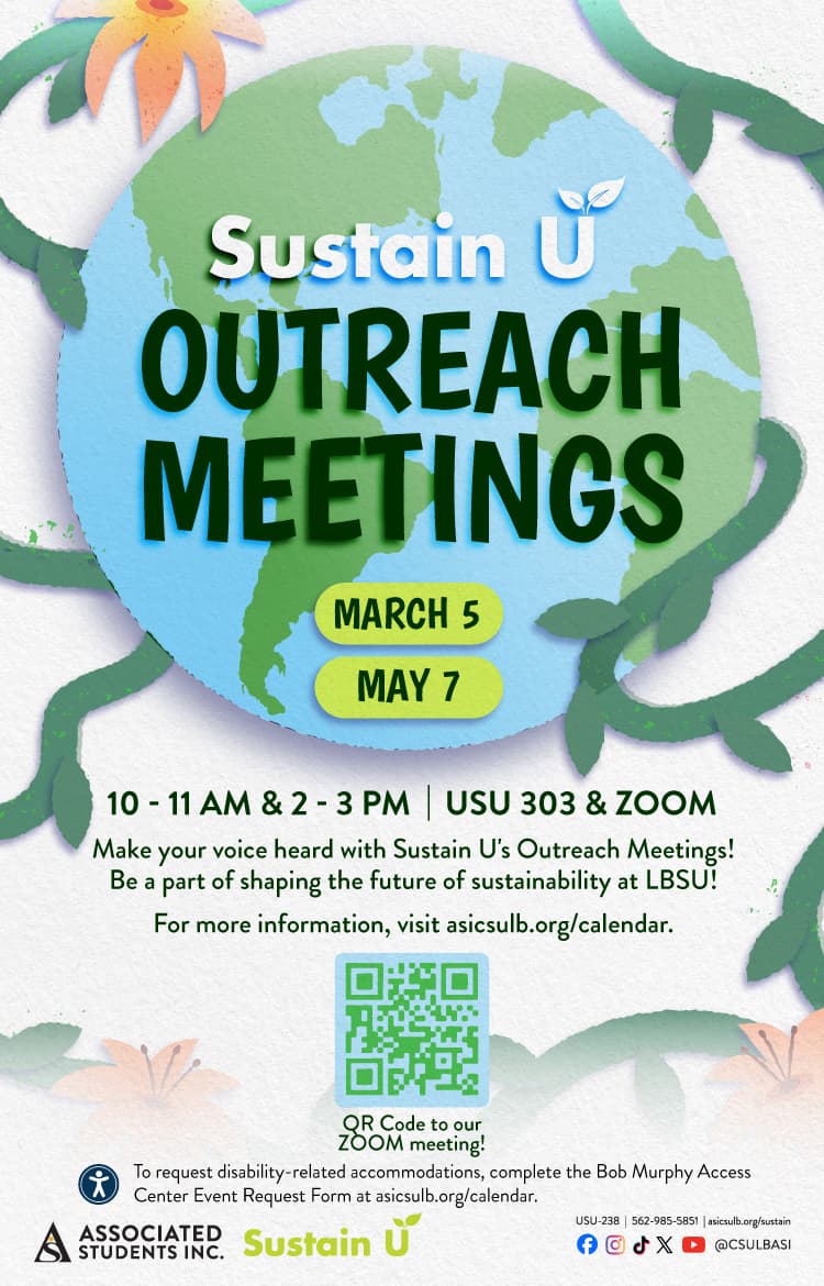 
Sustain U Outreach Meetings
March 5
10 - 11 AM | 2 - 3 PM
USU 303 & Zoom