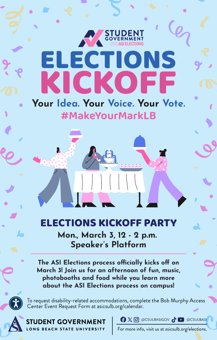 Elections Kickoff Party
March 3
12 to 2 p.m.
Speaker's Platform