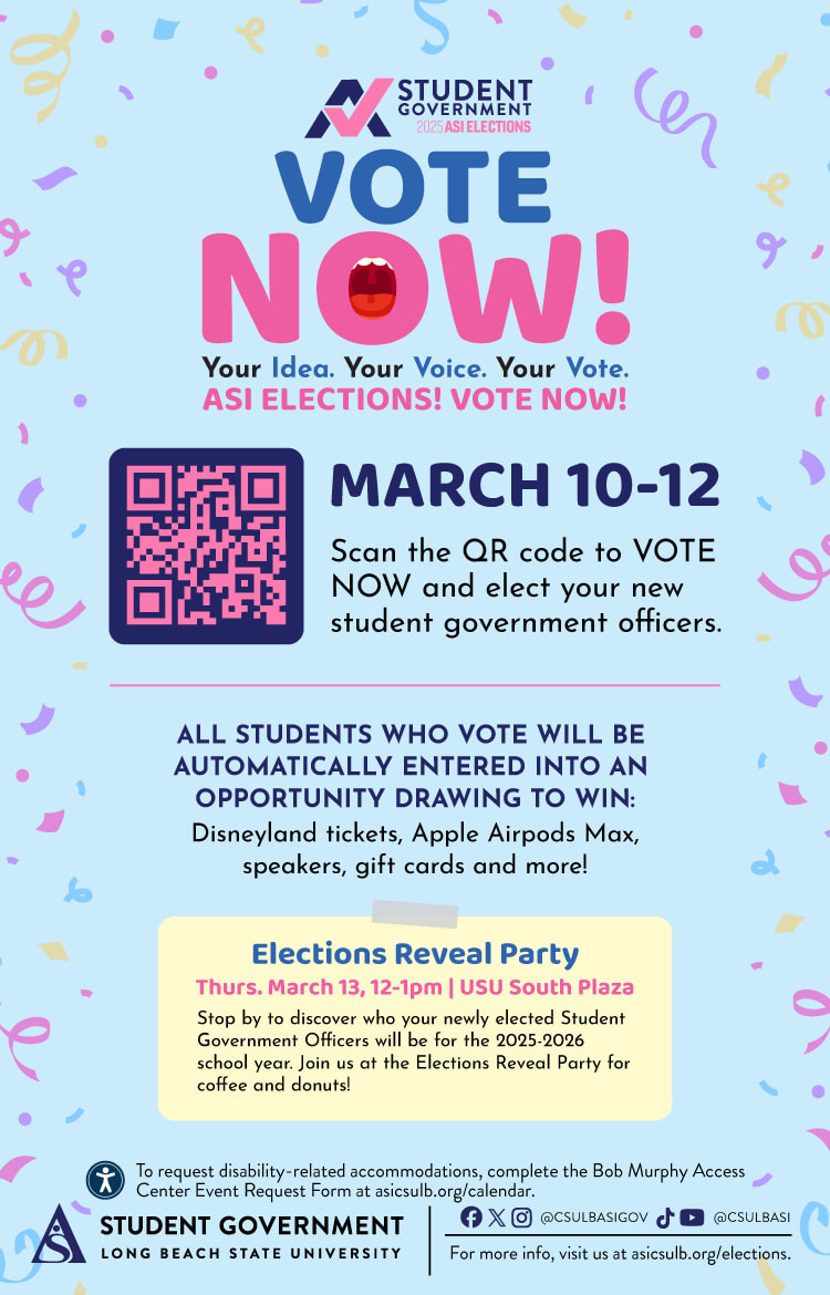 ASI Elections
      March 10 to 12
      All Day
      Online