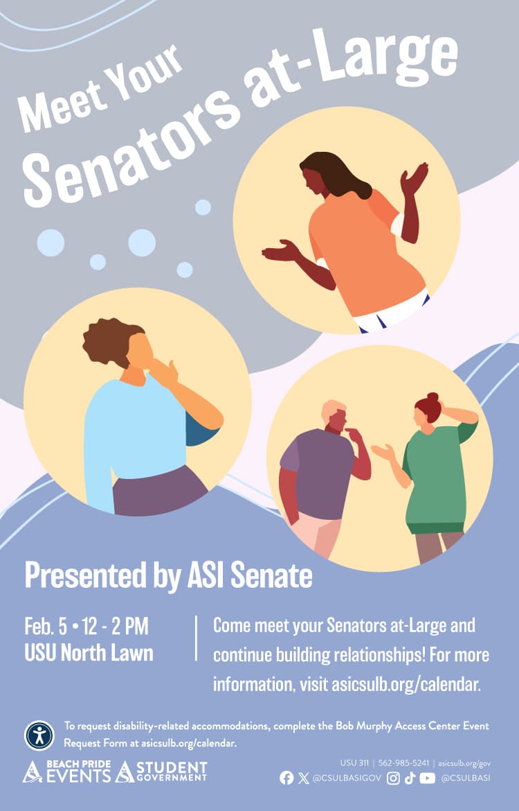 Meet Your Senators at-Large
        Feb. 5
        12 to 2 p.m.
        USU North Lawn