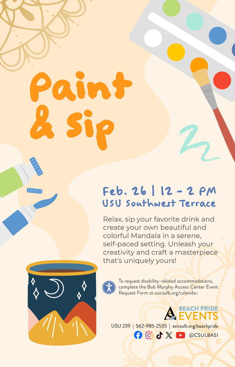 Paint and Sip
      Feb. 26
      12 - 2 p.m.
      USU Southwest Terrace