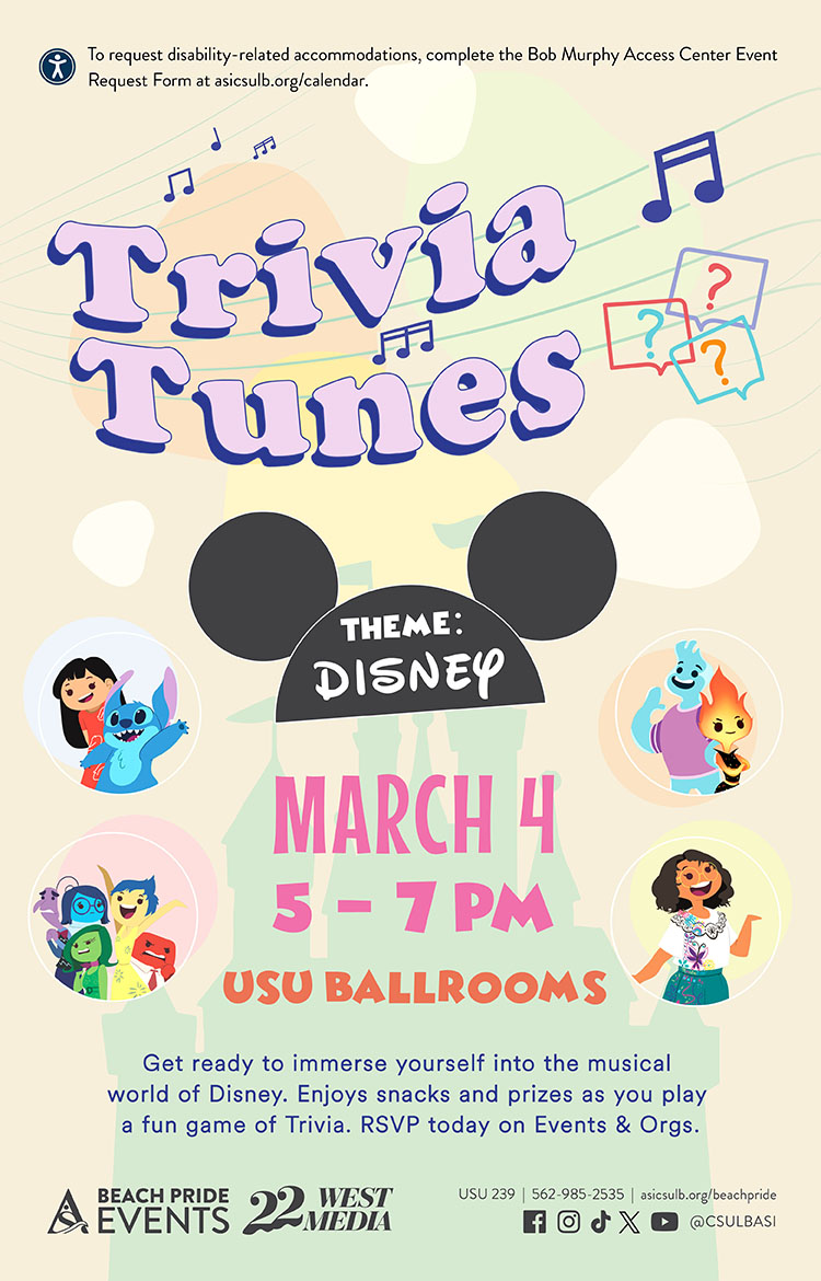 Trivia Tunes 
      March 4
      5 to 7 p.m.
      USU Ballrooms 