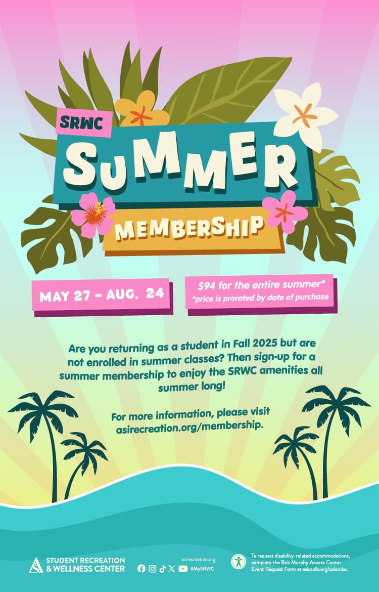 SRWC Summer Membership
May 27 through Aug. 24
SRWC
All Day