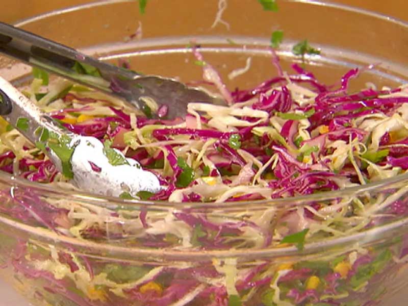 Latin Cabbage and Corn Salad in bowl