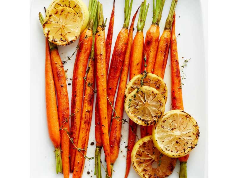 Lemon-Thyme Roasted Carrots on plate