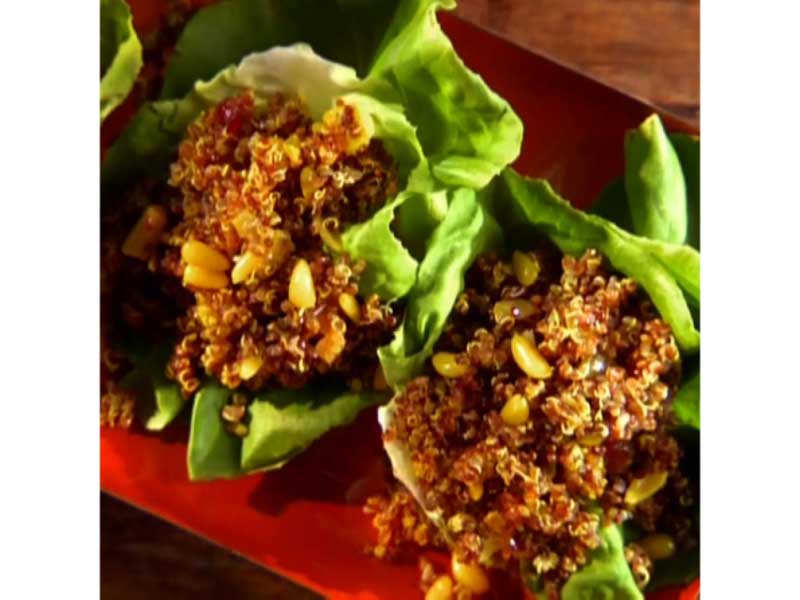 Quinoa Pilaf in Lettuce Cups in taco form
