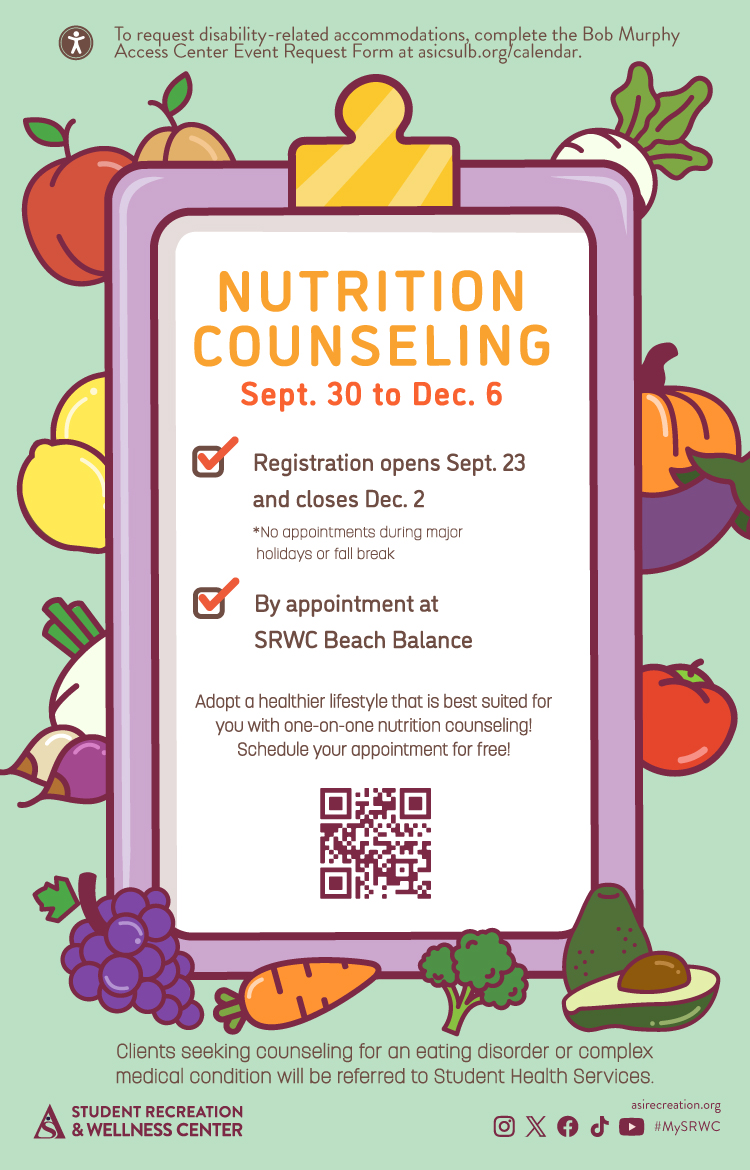 Nutrition Counseling- Sept. 30 - Dec. 6 - SRWC Beach Balance