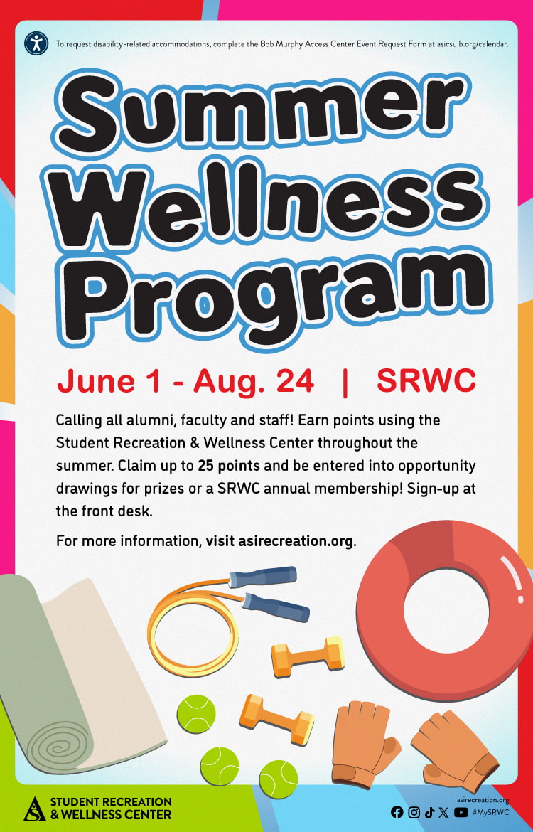 Summer Wellness Program
June 1 to Aug. 24
SRWC
All day
