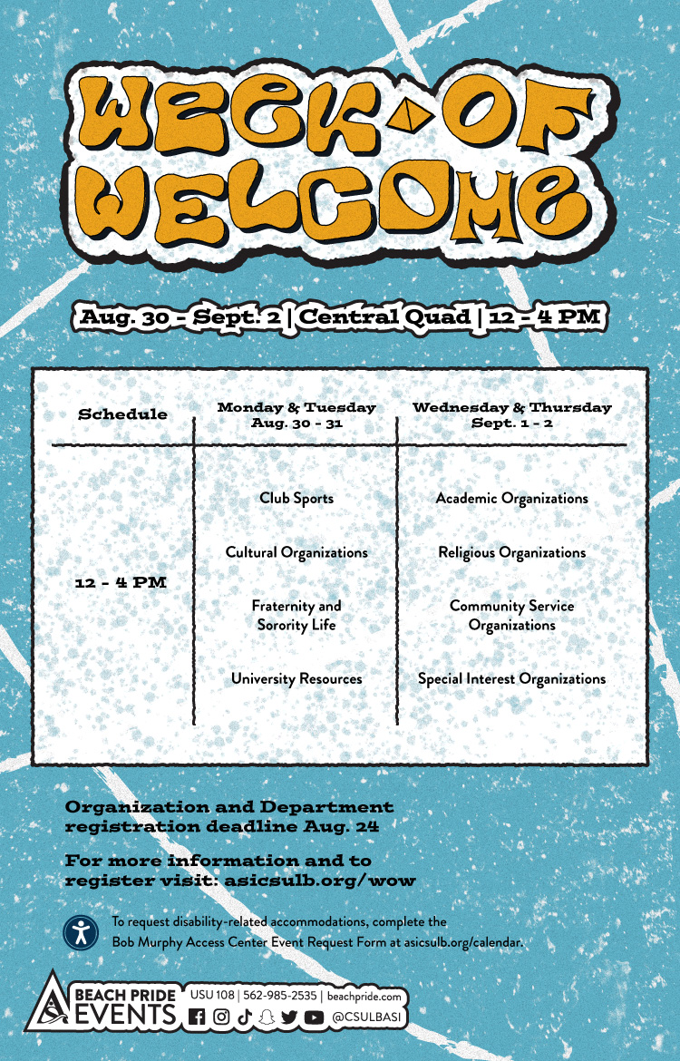week of welcome schedule poster